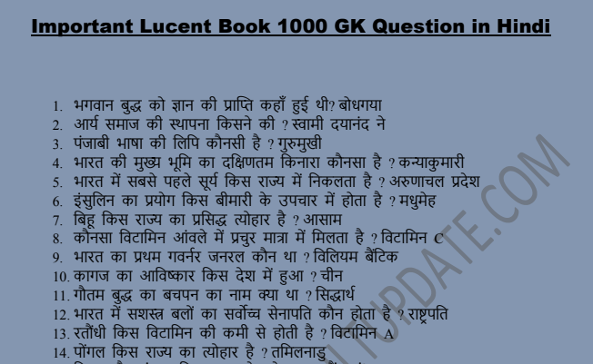 RRB Group D Important Gk Questions In Hindi