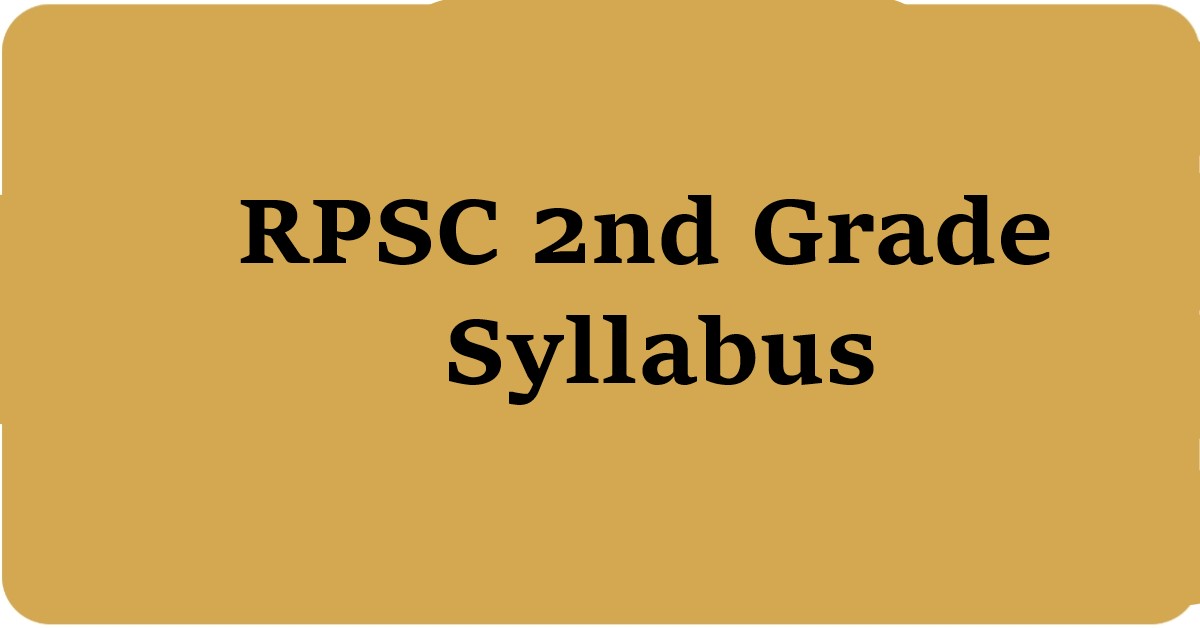 RPSC 2nd Grade Teacher Syllabus 2022